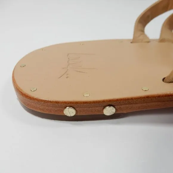 Beek Lory Slide Flat SANDALS Size 5 Platinum Beach Leather Studs NEW $295