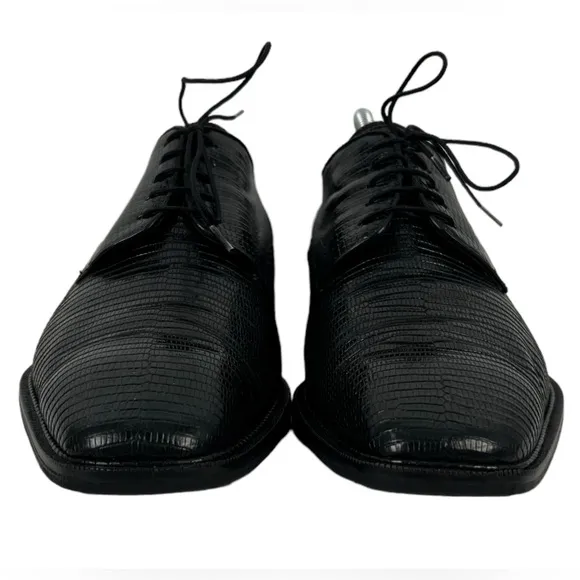 Belvedere Geniune Lizard Oxford Shoes Size 10 Black Casual Leather Exotic