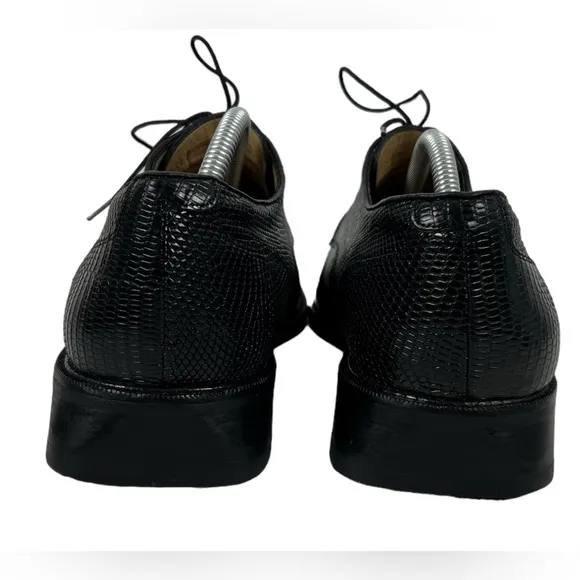 Belvedere Geniune Lizard Oxford Shoes Size 10 Black Casual Leather Exotic