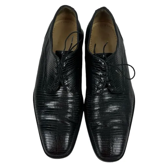 Belvedere Geniune Lizard Oxford Shoes Size 10 Black Casual Leather Exotic