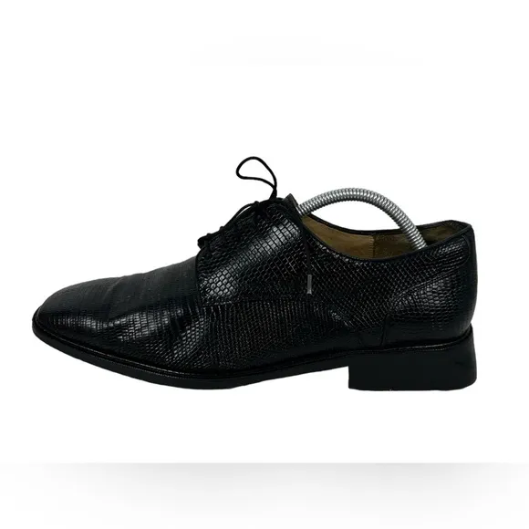 Belvedere Geniune Lizard Oxford Shoes Size 10 Black Casual Leather Exotic