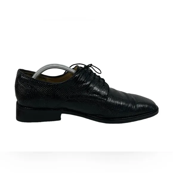 Belvedere Geniune Lizard Oxford Shoes Size 10 Black Casual Leather Exotic