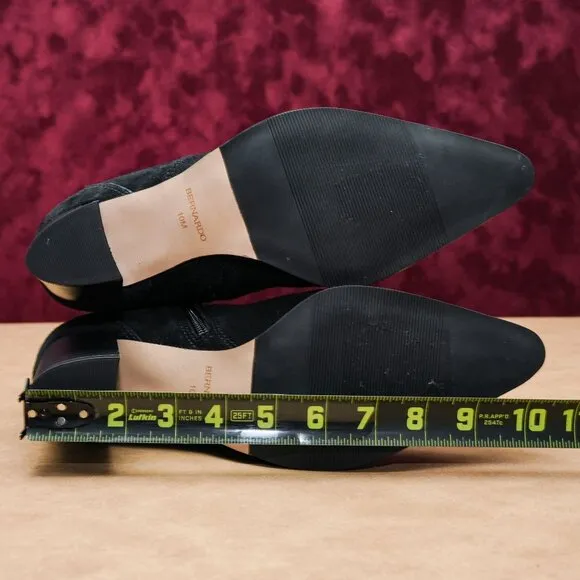Bernardo Studio Women Black Suede Zip Western Cowboy Ankle Boots sz 10