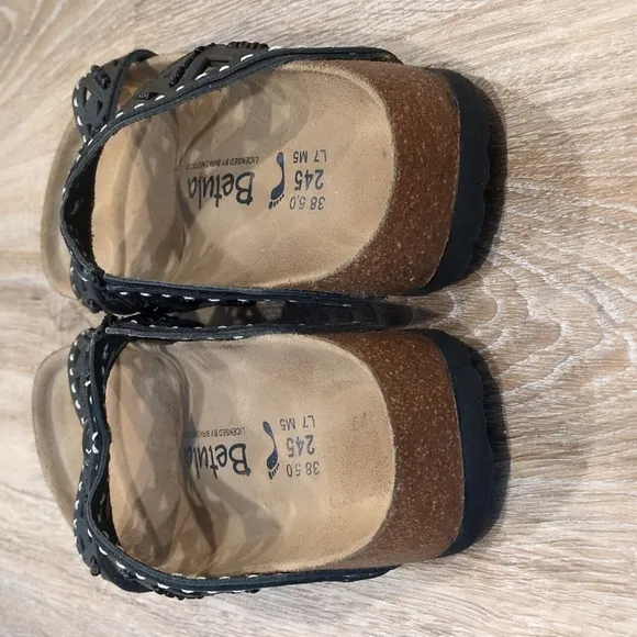 Betula By Birkenstock Black &amp; Brown Sandals with Cutout Design Women's