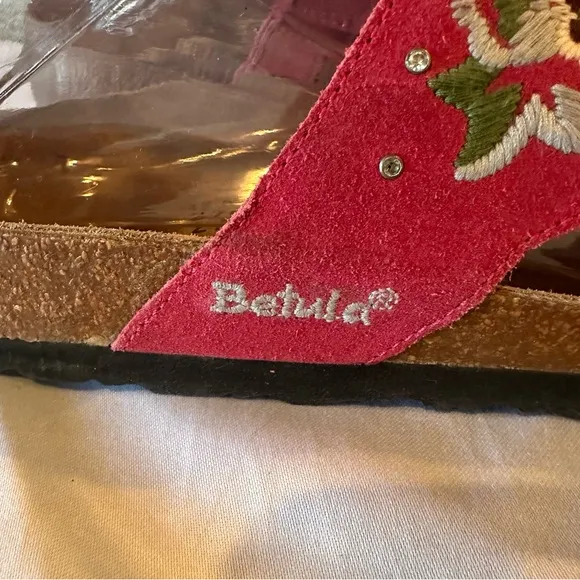 Betula by Birkenstock Zara Pink Embroidered Floral Slide Sandals