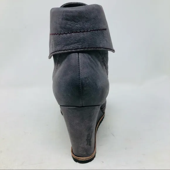 Biala Nubuck Cuffed Laced Wedge Ankle Boots