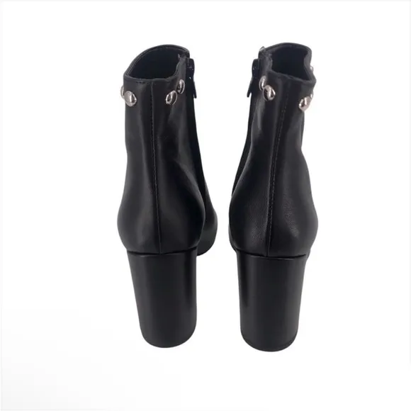 Bianca Di Ankle Bootie Studded Studs Black Leather Womens EU 38 NIB $175
