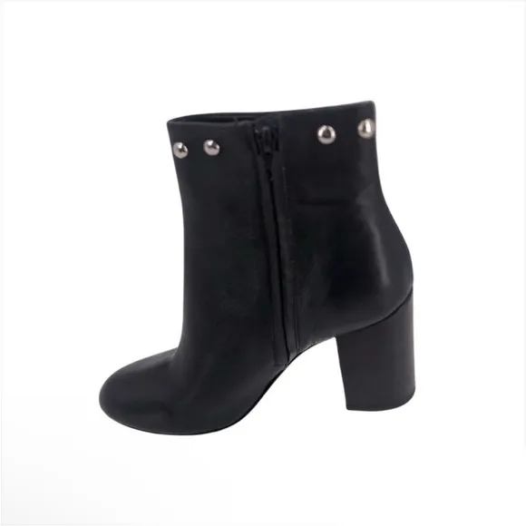 Bianca Di Ankle Bootie Studded Studs Black Leather Womens EU 38 NIB $175