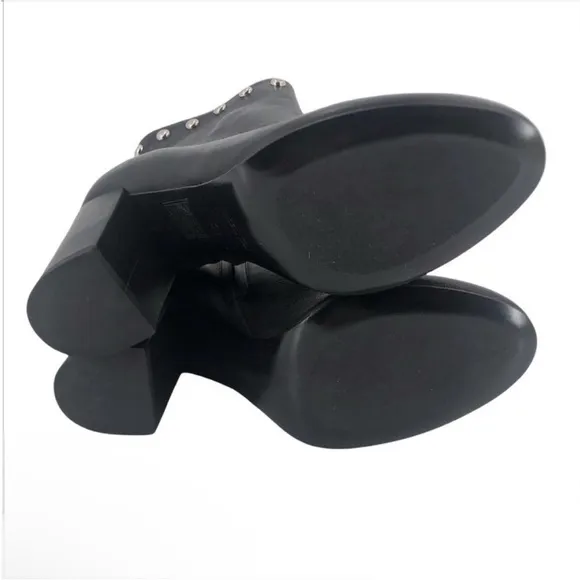 Bianca Di Ankle Bootie Studded Studs Black Leather Womens EU 38 NIB $175