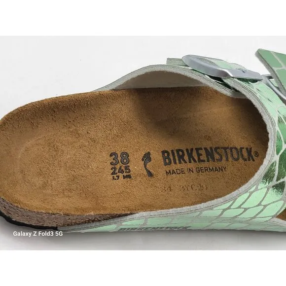 Birkenstock  Arizona Gator Gleam Two Strap Womens Ocean Breeze Sandals Size 7
