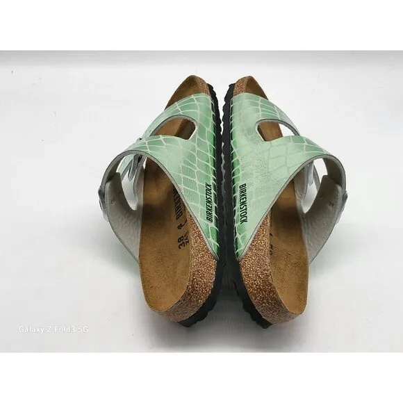 Birkenstock  Arizona Gator Gleam Two Strap Womens Ocean Breeze Sandals Size 7
