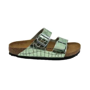 Birkenstock  Arizona Gator Gleam Two Strap Womens Ocean Breeze Sandals Size 7