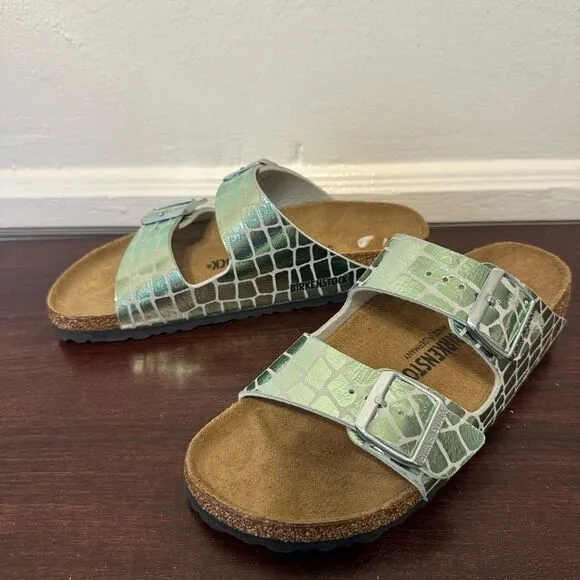 BIRKENSTOCK Arizona MF Gator Gleam Mineral sandals size EU40, US9