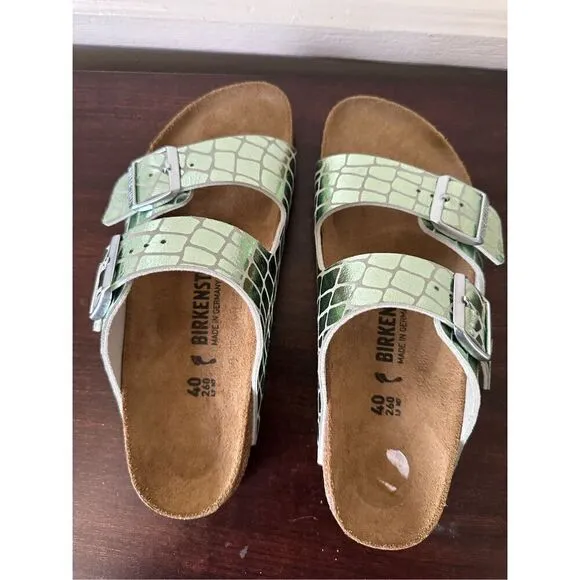 BIRKENSTOCK Arizona MF Gator Gleam Mineral sandals size EU40, US9