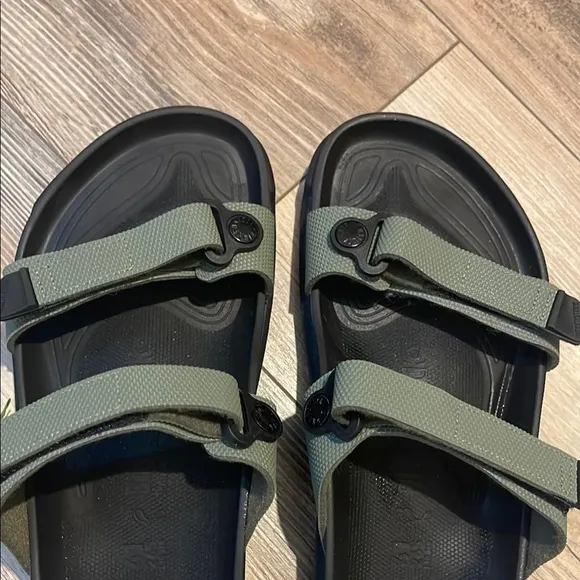 Birkenstock Black and Green Sandals