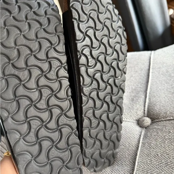 Birkenstock Black Sandals with Gold Buckles