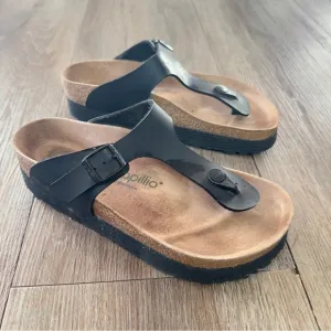Birkenstock papillon platform Black Leather Slide Sandals