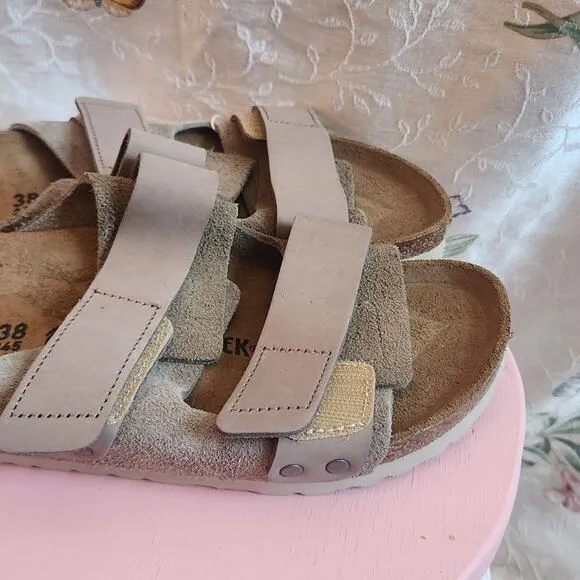 Birkenstock UJI Nubuck-Suede Leather - Taupe Sz 38 Nwts
