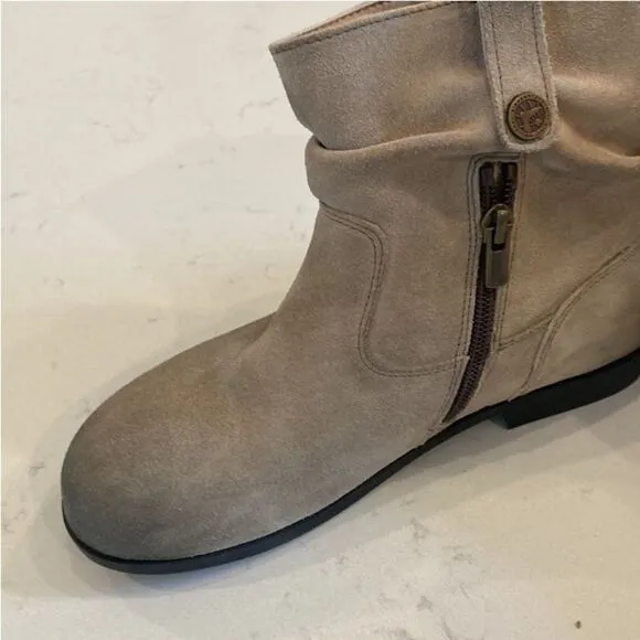 Birkenstocks Sarnia Taupe Oiled Leather Suede Distressed Western Boots size 36