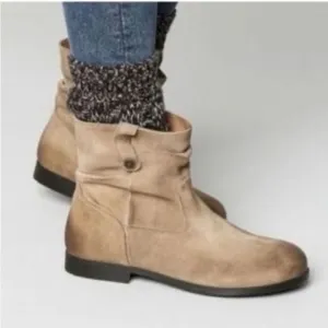 Birkenstocks Sarnia Taupe Oiled Leather Suede Distressed Western Boots size 36