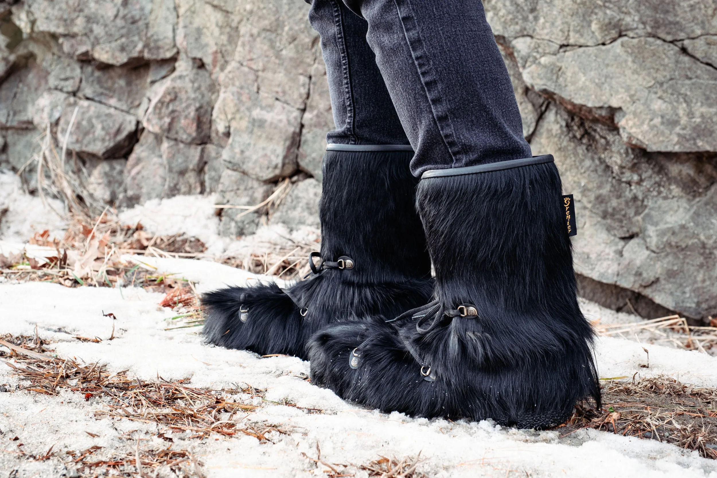 Black Cow Skin Winter Boots