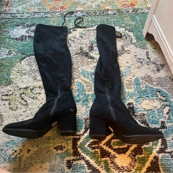 Black faux suede Unisa thigh high boots