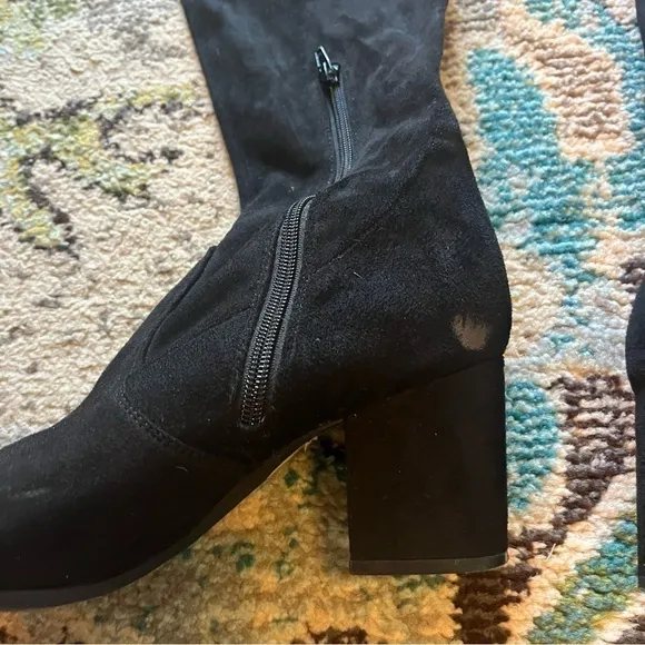 Black faux suede Unisa thigh high boots