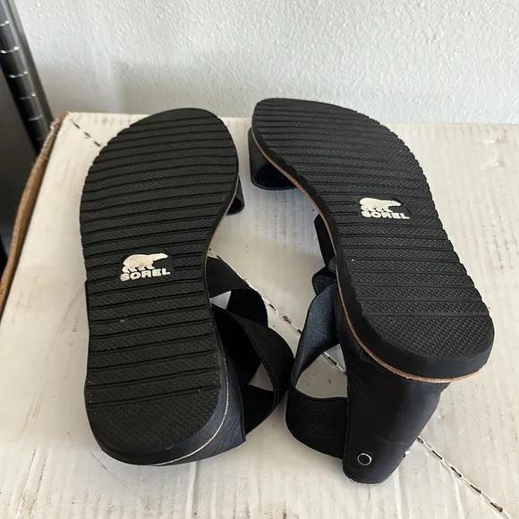 Black Sorel sandals size 11