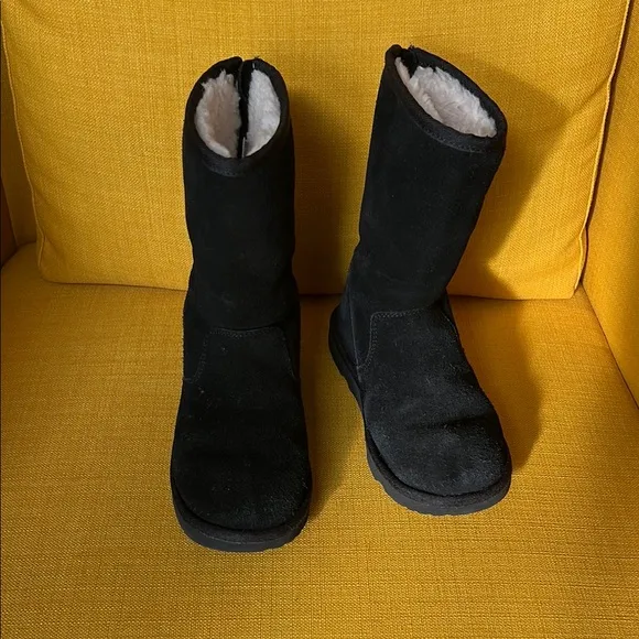 Black Suede Boots with Shearling Lining