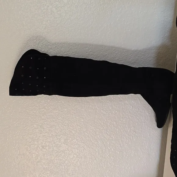 Black suede over the knee boots