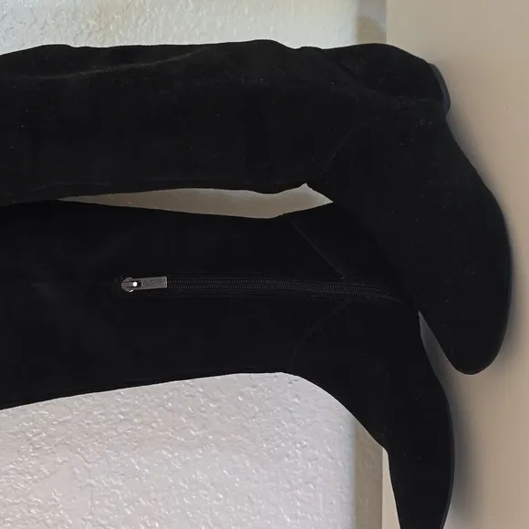 Black suede over the knee boots