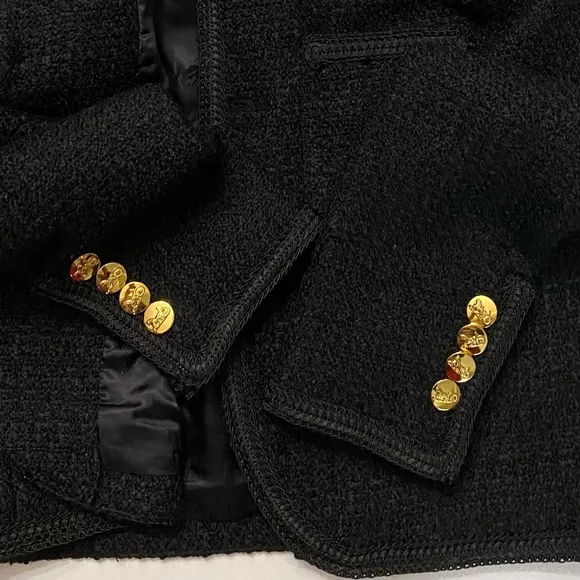 Black Tweed Wool Blend Cropped Women’s Blazer size S