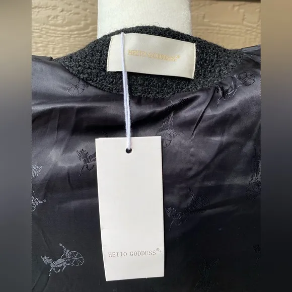 Black Tweed Wool Blend Cropped Women’s Blazer size S