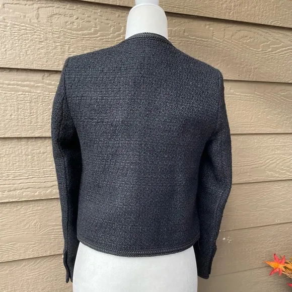 Black Tweed Wool Blend Cropped Women’s Blazer size S