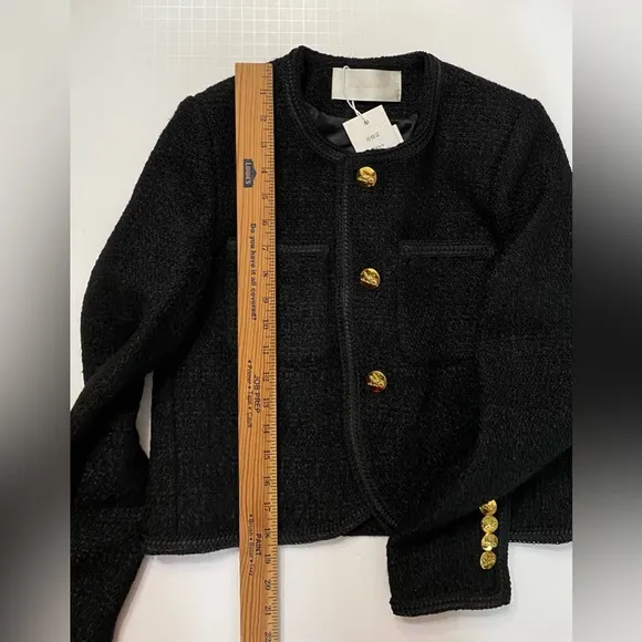 Black Tweed Wool Blend Cropped Women’s Blazer size S