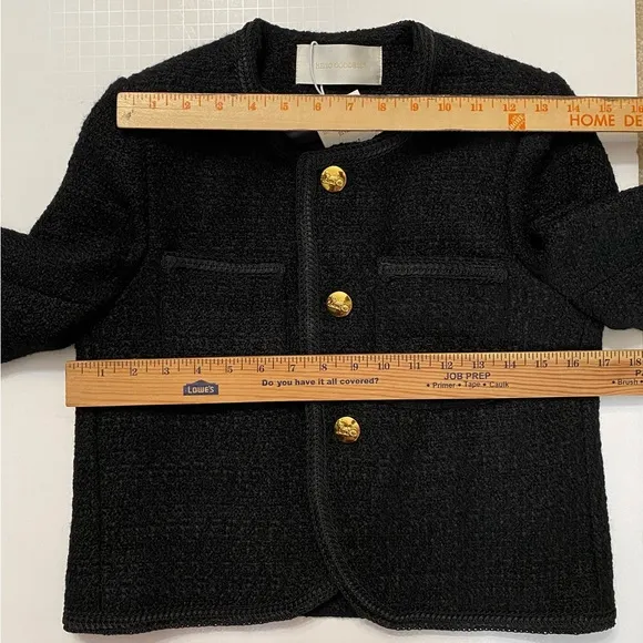 Black Tweed Wool Blend Cropped Women’s Blazer size S