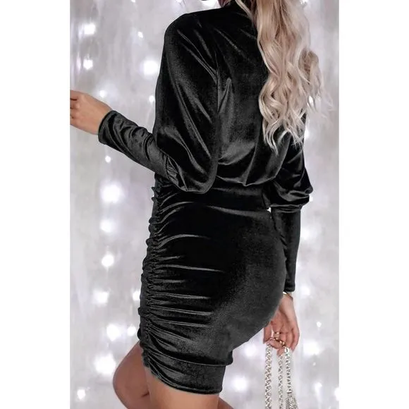 Black Lantern Sleeve Mini Dress