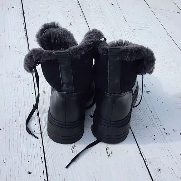 Blender Spain Made Womens Black Fur Lined Mid Calf Suede Boots US 6.5 / 37