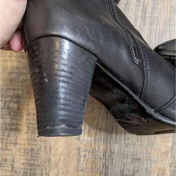 BLONDO black leather buckle heel tall Boots