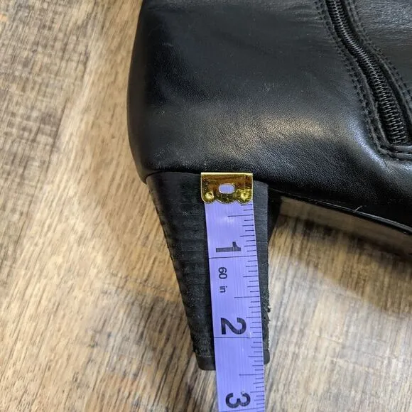 BLONDO black leather buckle heel tall Boots