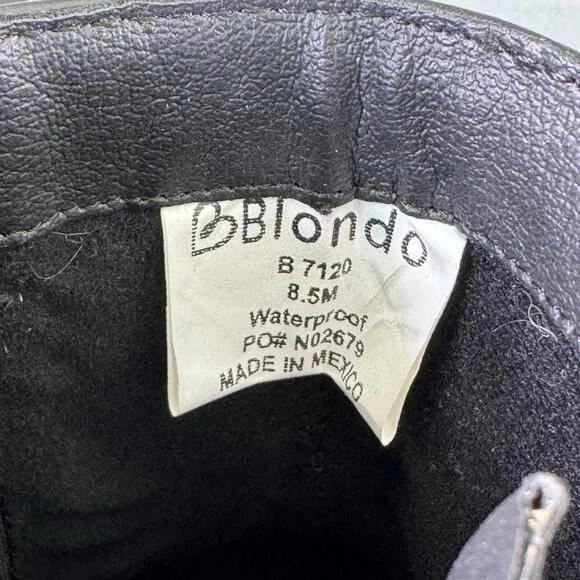 Blondo Black Leather Croc Embossed Waterproof Ankle Boots Women’s Size 8.5M US