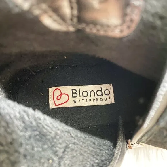 Blondo Black Suede Moto Boots Sz 9.5 Side Zip Waterproof Fleece Lined Round Toe