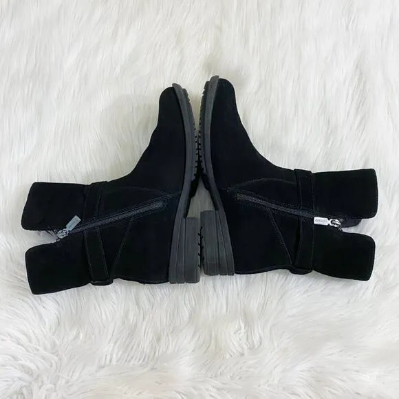 Blondo Black Suede Moto Boots Sz 9.5 Side Zip Waterproof Fleece Lined Round Toe