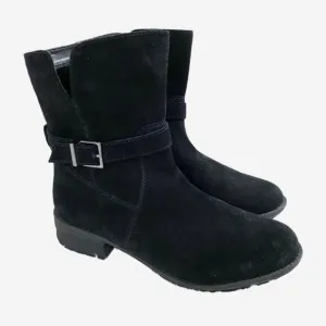 Blondo Black Suede Moto Boots Sz 9.5 Side Zip Waterproof Fleece Lined Round Toe