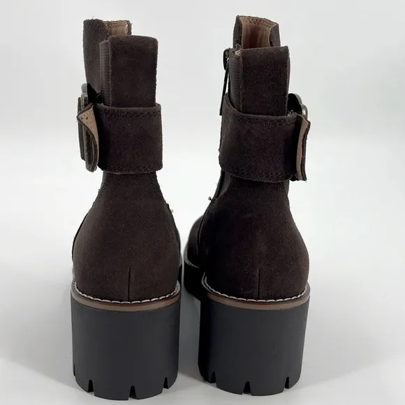 Blondo Brown Dagger Sand Suede Leather Dakota Women’s Chunky Boots Size 6M