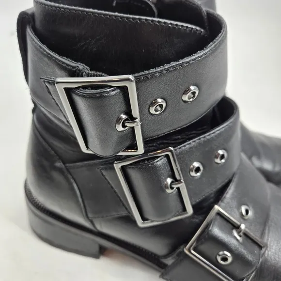 Blondo Camila Black Buckle Waterproof Moto Boots