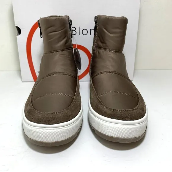 Blondo Nordstrom Samarie Quilted Boots Suede Nylon Booties Brown Size 9.5 NEW