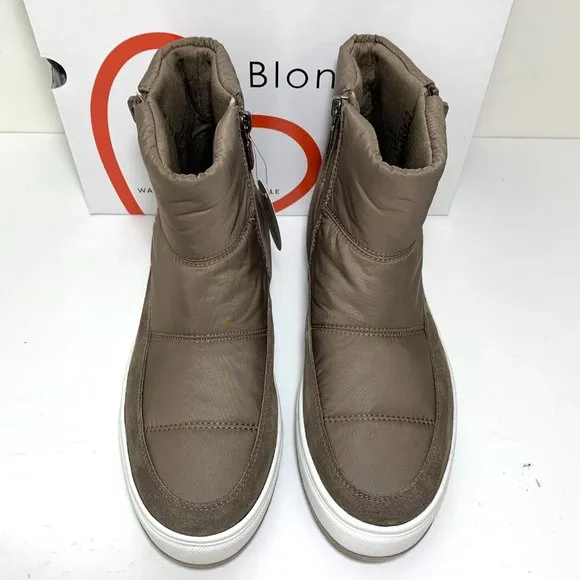 Blondo Nordstrom Samarie Quilted Boots Suede Nylon Booties Brown Size 9.5 NEW