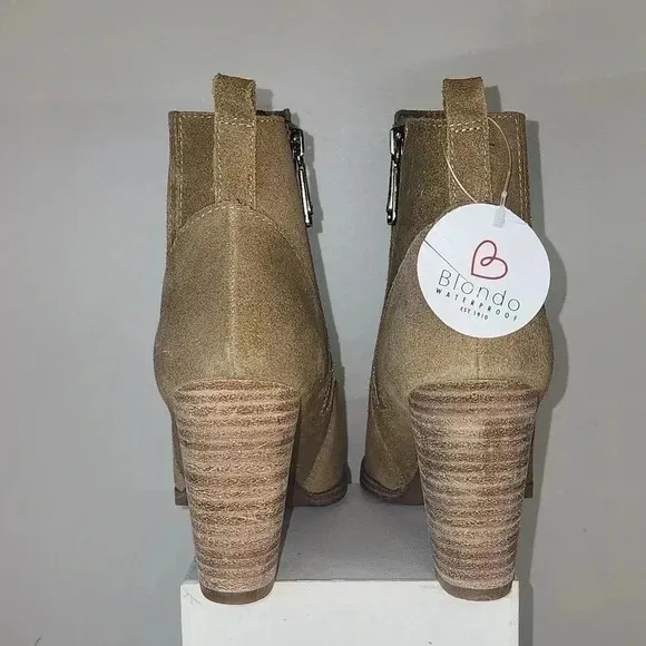 Blondo Reese waterproof size 8.5 ankle boot in taupe suede nwob