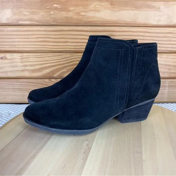 Blondo Valli Suede Waterproof Black Ankle Boot Booties Womens 8 M B4935 Side Zip